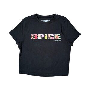 Spice Girls Color Block Black Cropped Baby Tee
